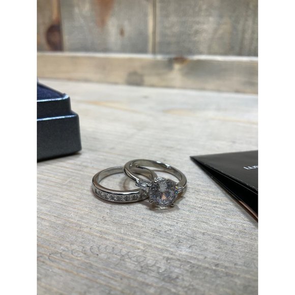 SZ 7 Lustro Stella Sterling Silver Bridal Set Rings 925  Large Stone - Picture 4 of 9